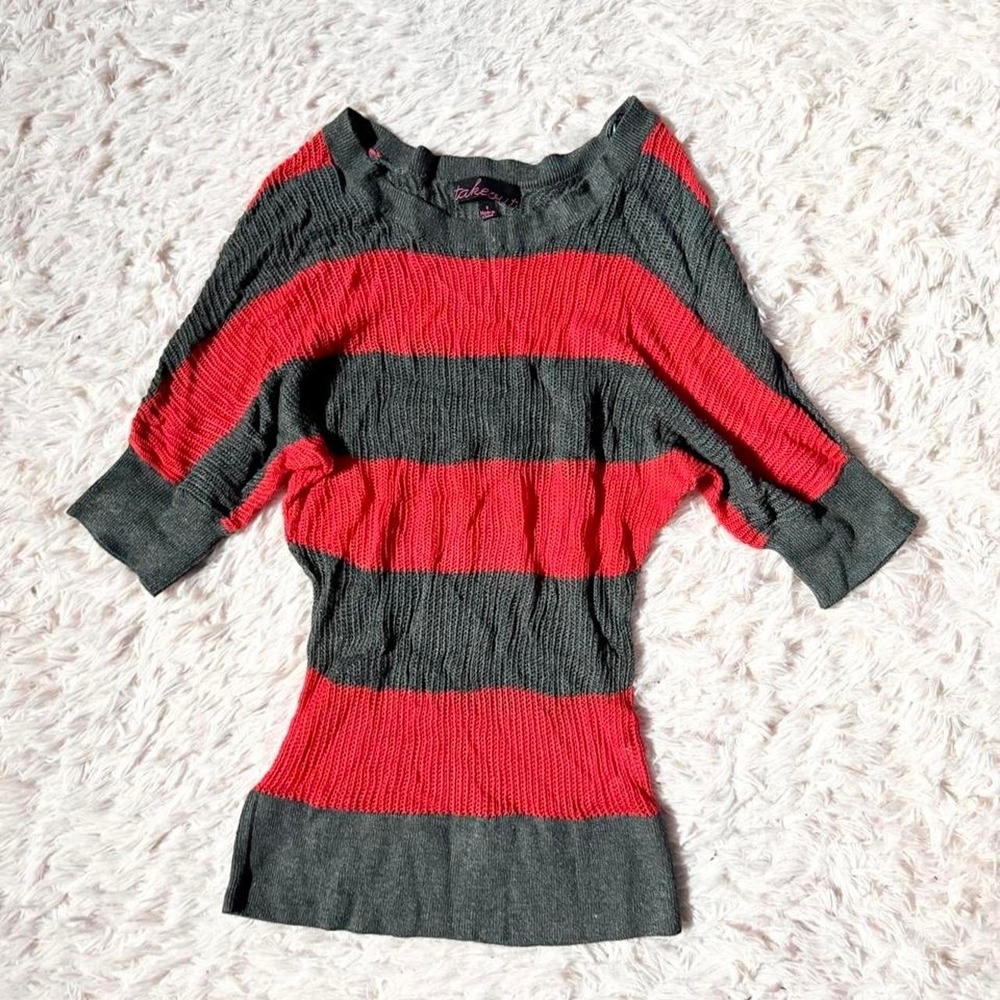 Vintage Y2K Oversized Open Knit Slouchy Dolman Grunge Top Womens S Freddy Kruger